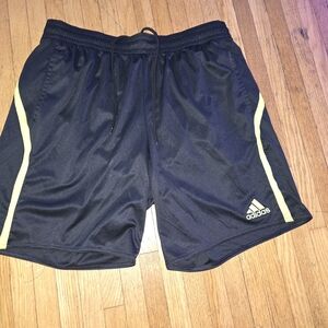 Adidas Black and Yellow Athletic Shorts Lightweight Design